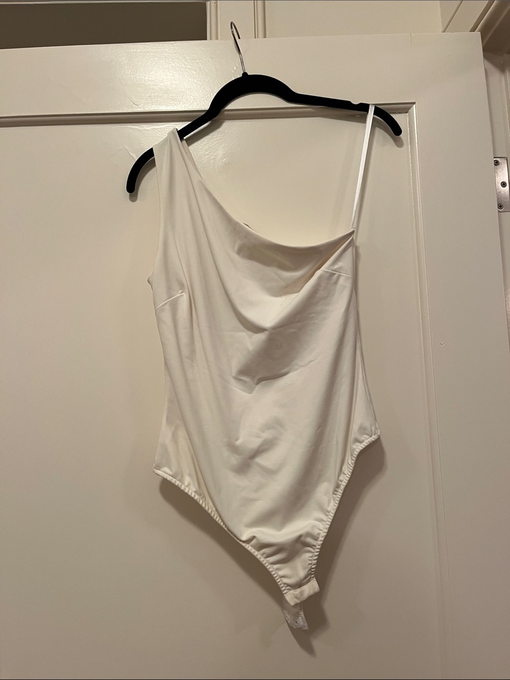 Free People White One-Shoulder Draped Bodysuit